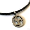 N3748b Collier triskel breton homme cuir tressé pendentif étain - Bijoux Colliers en ligne Ninanina