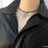 N3748e Collier triskel breton homme cuir tressé pendentif étain - Bijoux Colliers en ligne Ninanina