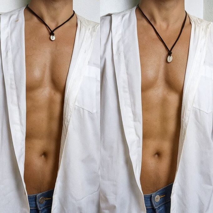 N3750c Collier nœud coulissant coquillage homme – Grain de café cauri véritable sur cuir naturel artisanal - Bijoux Colliers en ligne Ninanina