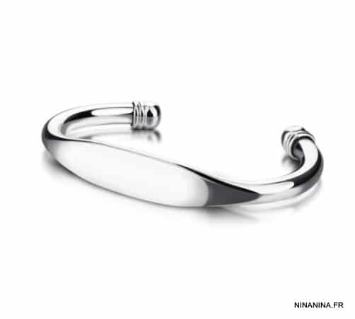 Bracelet jonc homme argent plaqué ouvert réglable - Ninanina