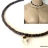 N3757a Collier dent de requin homme rondelles bois coco - Bijoux Colliers en ligne Ninanina