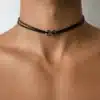 N3769b Collier signe infini homme Acier inoxydable cordon cuir réglable - Bijoux colliers hommes en ligne Ninanina