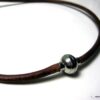 N3772b collier cuir et fermoir boule acier inoxydable