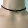 N3772d collier cuir et fermoir boule acier inoxydable