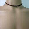 N3772f collier cuir et fermoir boule acier inoxydable