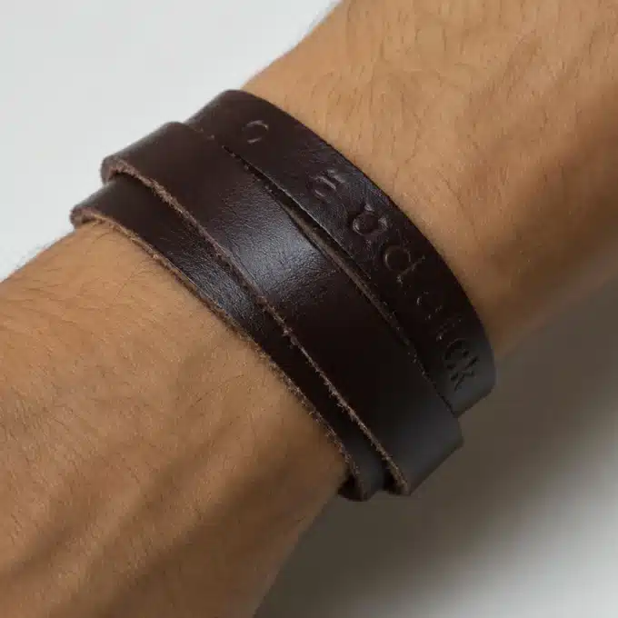 N3775 Bracelet cuir homme 3 tours message personnalisé à la main - Bijoux bracelets persnnalisés en ligne Ninanina