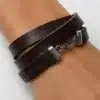 N3775a Bracelet cuir homme 3 tours message personnalisé à la main - Bijoux bracelets persnnalisés en ligne Ninanina