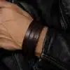 N3775c Bracelet cuir homme 3 tours message personnalisé à la main - Bijoux bracelets persnnalisés en ligne Ninanina