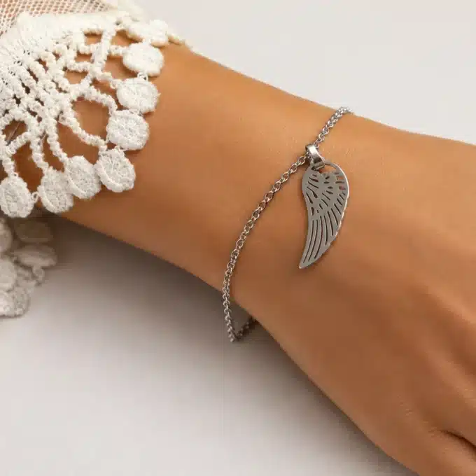N3780 Bracelet femme pendentif filigrané aile d'ange Acier inoxydable - Bijoux bracelets femmes en ligne Ninanina