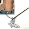 N3797c Chaine de taille femme papillon Acier inoxydable argent - Bijoux de corps en ligne Ninanina