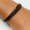 N3808a Bracelet Cuir Double Tour Homme Artisanal Avec Fermoir Acier Inoxydable - Bijoux Bracelets hommes en ligne Ninanina