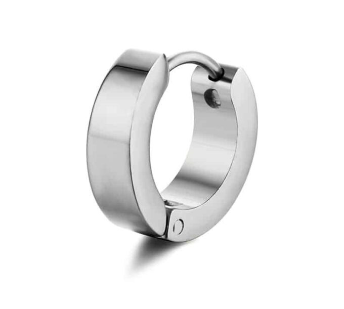 N3813c Créole homme noire Acier Inoxydable argenté Homme - Bijoux Boucles d oreilles en ligne Ninanina