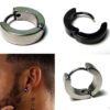 N3813e Créole homme noire Acier Inoxydable argenté Homme - Bijoux Boucles d oreilles en ligne Ninanina