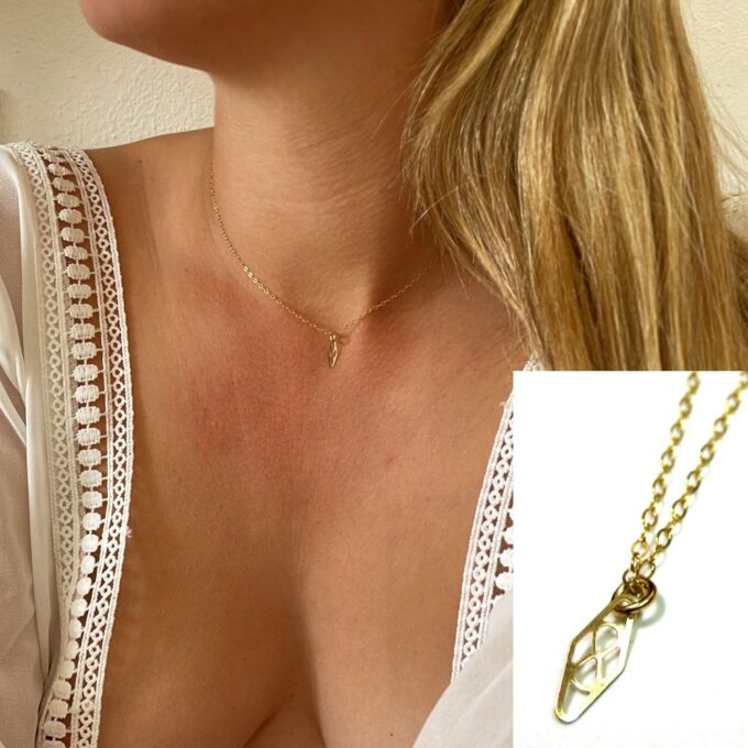 N3814d Collier de dos or plaqué gold filled 14 carats losange - Bijoux de corps en ligne Ninanina