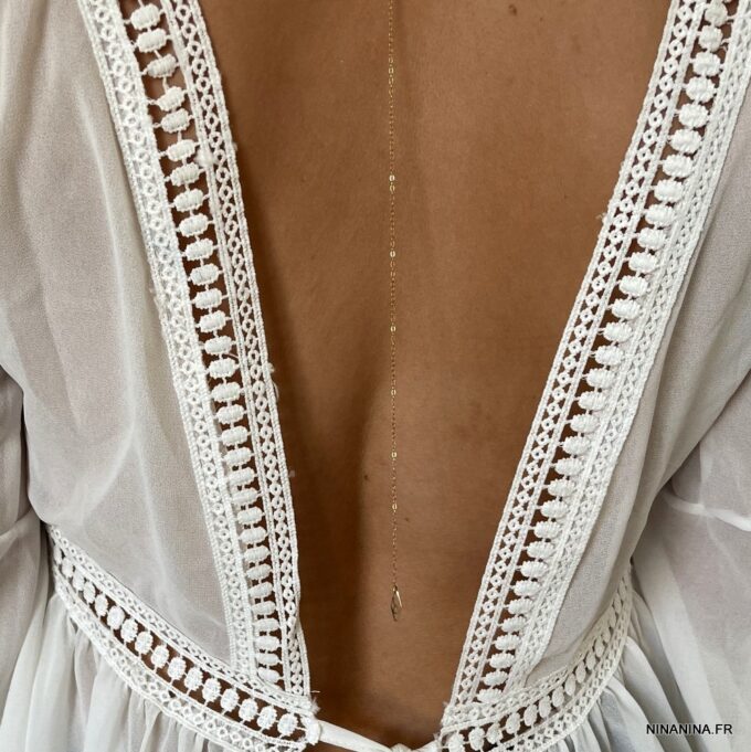 N3814g Collier de dos or plaqué gold filled 14 carats losange - Bijoux de corps en ligne Ninanina