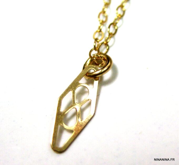 N3814l Collier de dos or plaqué gold filled 14 carats losange - Bijoux de corps en ligne Ninanina