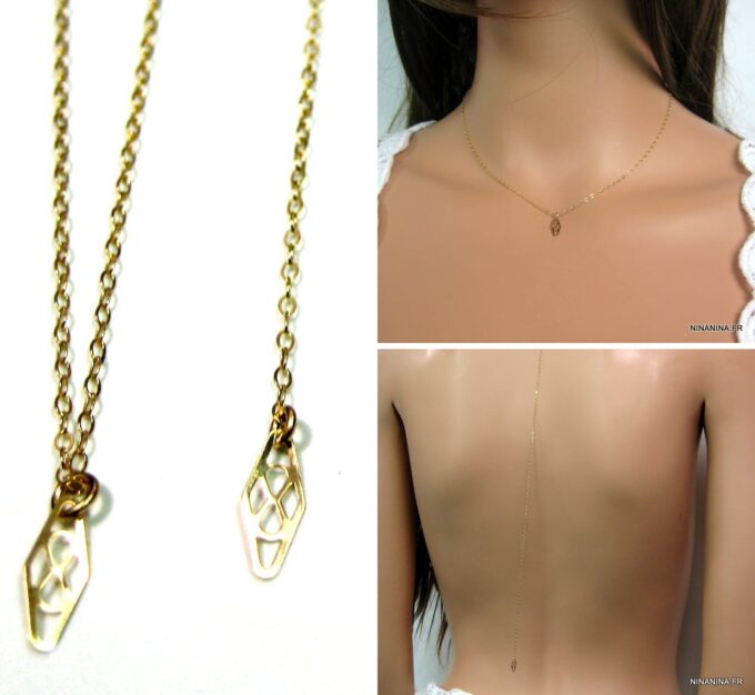 N3814ter collier de dos plaqué or