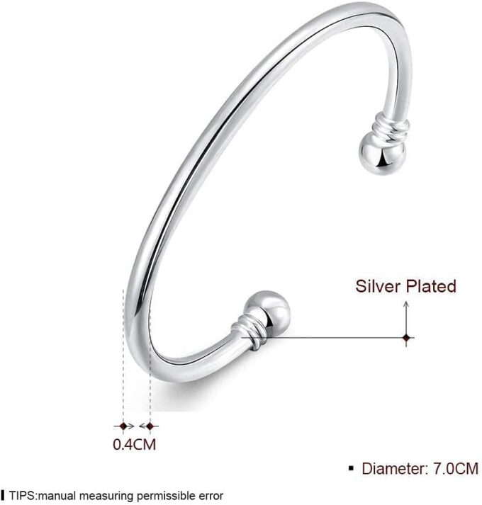 N3834d Bracelet jonc homme argent plaqué ouvert réglable - Bijoux Bracelets Joncs en ligne Ninanina