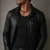 N3838a Collier Perle Noire Homme Cordon Cuir Tressé Onyx Noir - Bijouxcolliers hommes en ligne Ninanina