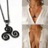 N3854c Collier triskel femme - Sautoir Acier inoxydable argenté - Bijoux colliers femmes en ligne Ninanina