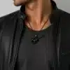 N3857 Collier homme guitare noire Acier inoxydable - Bijoux colliers hommes en ligne Ninanina