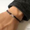 N3859a Bracelet infinity femme Argent 925 cordon cuir noir - Bijoux Bracelets en ligne Ninanina