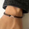 N3859d Bracelet infinity femme Argent 925 cordon cuir noir - Bijoux Bracelets en ligne Ninanina
