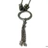 N3869b collier long pompon métal argent