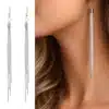 N3873D Boucles d’oreilles tres longues argent chainettes – Boucles d’oreilles en ligne Ninanina