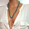 N3877c collier coco turquoise pompon argent