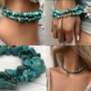 N3892a Bracelet perles turquoises irrégulières ships howlite turquoise - Bijoux Bracelets en ligne Ninanina