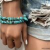 N3892e Bracelet perles turquoises irrégulières ships howlite turquoise - Bijoux Bracelets en ligne Ninanina