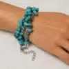 N3894 Bracelet femme enroulé 3 tours howlite turquoise - Bijoux bracelets femmes en ligne Ninanina