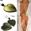 N3900b Collier Fantaisie long porte photo coeur métal bronze - Bijoux colliers femmes en ligne Ninanina