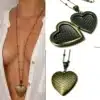 N3900e Collier Fantaisie long porte photo coeur métal bronze - Bijoux colliers femmes en ligne Ninanina