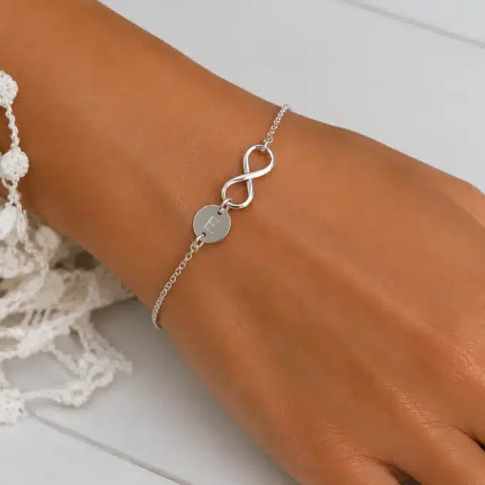 N3910 Bracelet personnalisé infini Argent 925 massif pour femme -Bijoux bracelets femmes en ligne Ninanina