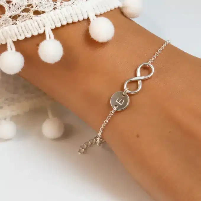 N3910b Bracelet personnalisé infini Argent 925 massif pour femme -Bijoux bracelets femmes en ligne Ninanina