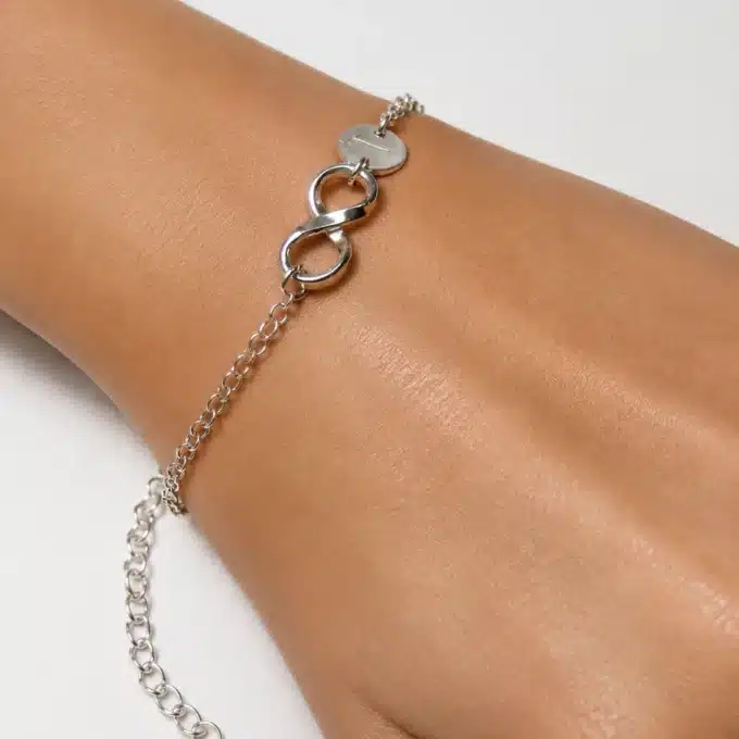 N3910C Bracelet personnalisé infini Argent 925 massif pour femme -Bijoux bracelets femmes en ligne Ninanina