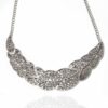 N3930 Collier Plastron Ethnique Femme Feuille Métal Argent - Bijoux Colliers Plastrons en ligne Ninanina