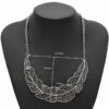 N3930b Collier Plastron Ethnique Femme Feuille Métal Argent - Bijoux Colliers Plastrons en ligne Ninanina