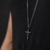 N3936 Collier croix chrétienne noire Acier inoxydable long - Bijoux Colliers en ligne Ninanina