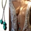 N3941d Sautoir Acier inoxydable pendentif howlite turquoise - Bijoux Colliers en ligne Ninanina