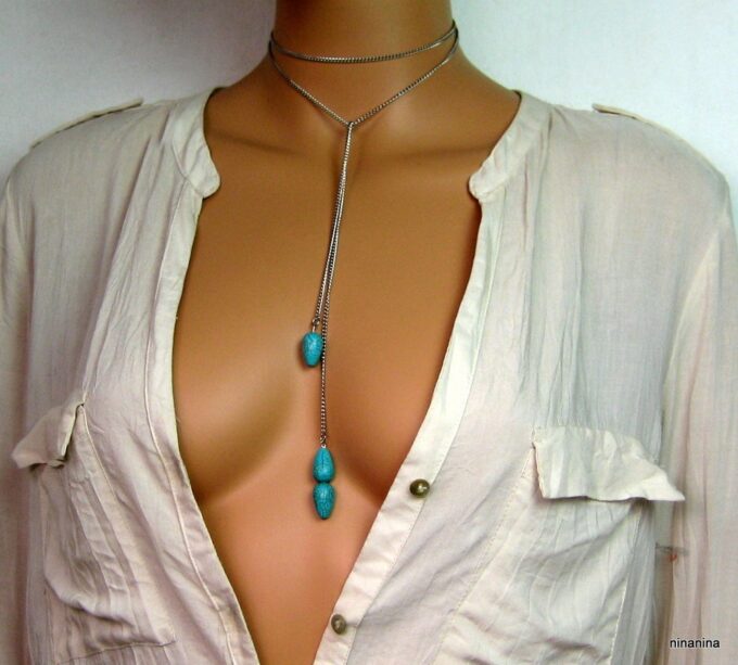 N3941d_collier_long_acier_inoxydable_et_turquoise