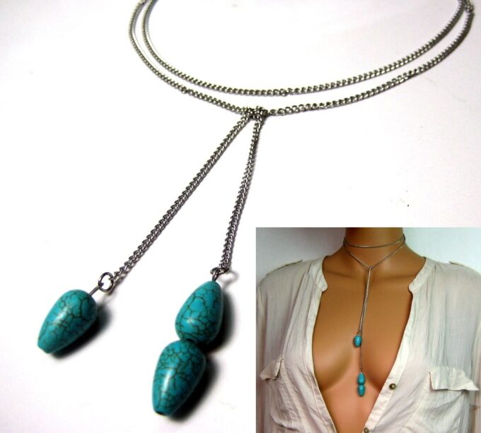 N3941e_collier_long_acier_inoxydable_et_turquoise