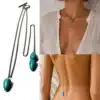 N3942d Collier de dos pendentif howlite turquoise et Acier inoxydable - Bijoux de corps femmes en ligne Ninanina