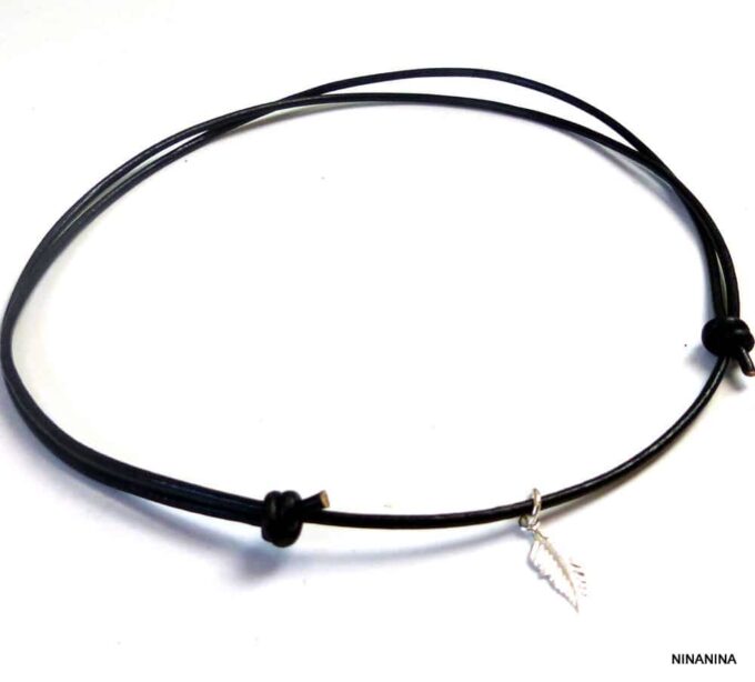 N3944terc_Collier_homme_cordon_cuir_plume_argent_massif_925