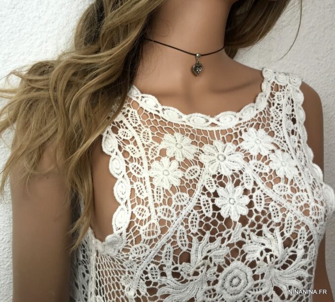 N3951c Collier de dos bohème cordon noir coeur doré argenté - Bijoux Colliers en ligne Ninanina