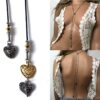 N3951j Collier de dos bohème cordon noir coeur doré argenté - Bijoux Colliers en ligne Ninanina