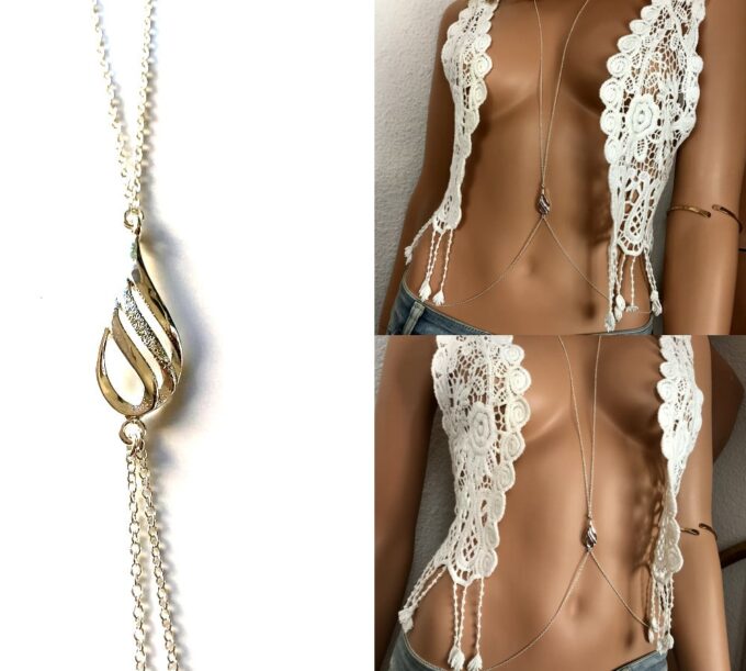 N3953c Chaîne de corps taille hanche femme plaqué Argent 925 - Bijoux Chaines en ligne Ninanina