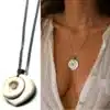 N3961c Sautoir avec coquillage blanc et rond forme spirale - collier femme - Bijoux colliers femmes en ligne Ninanina